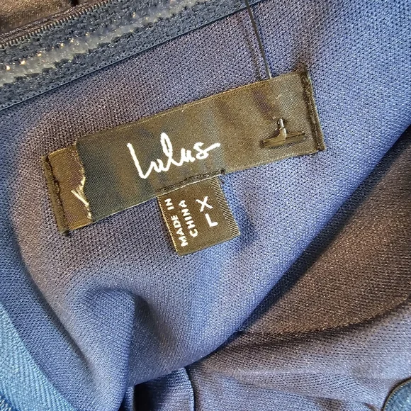 Lulus Memorable Entrance Dark Blue Strapless Satin Maxi Dress, Size XL - Picture 10 of 10